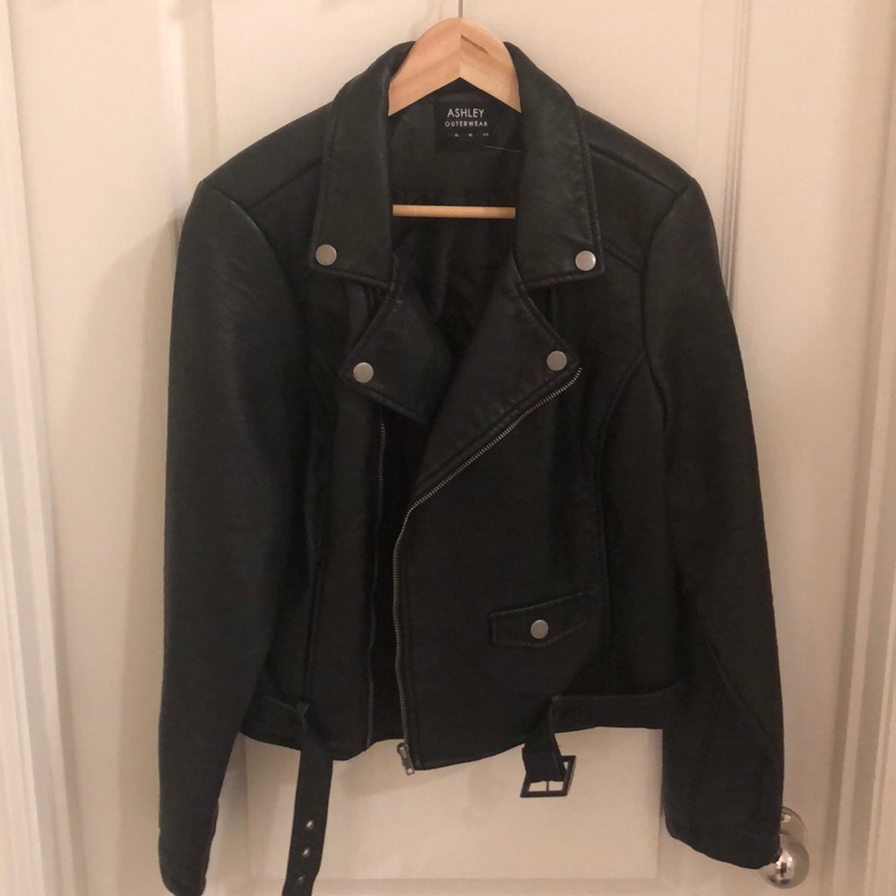 Faux leather moto jacket